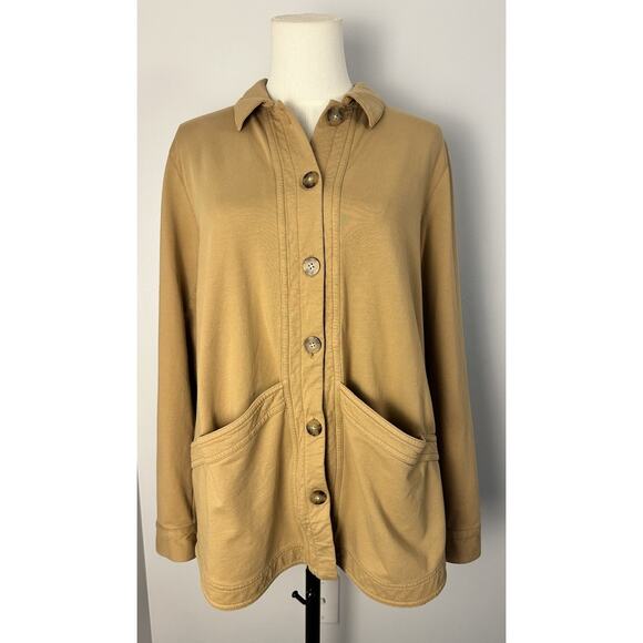 J Jill Women’s Modern Barn Jacket Tan/Camel Knit Pockets Rustic Chic Size S - Picture 1 of 13